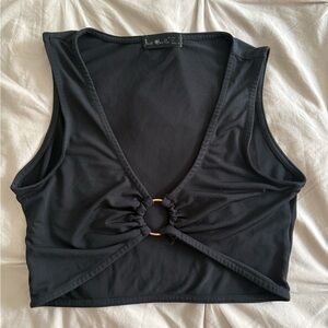 Black Sleeveless Crop Top